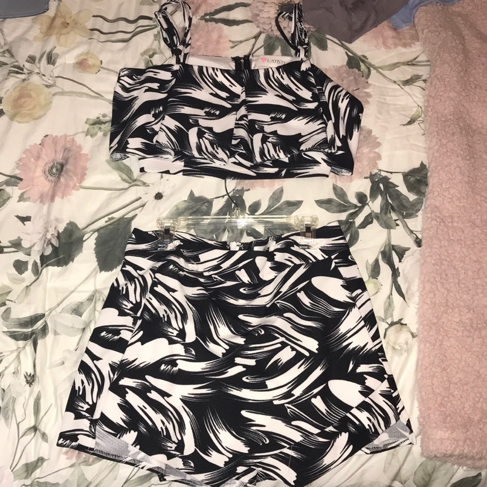 A black and white skort and top set
